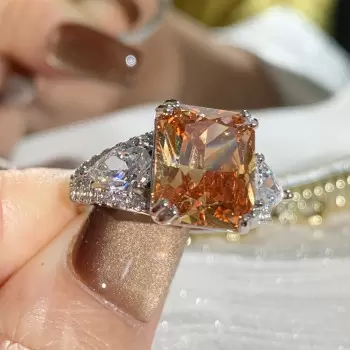 6ct Cushion Cut Champagne Sapphire Engagement Ring