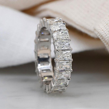 12CTW Radiant Cut White Sapphire Eternity Band