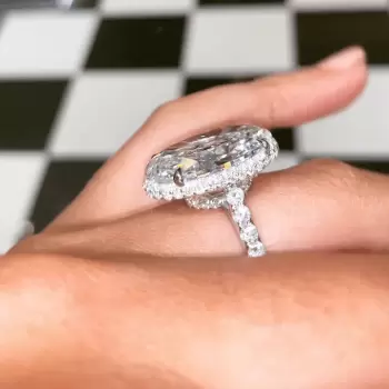 5ct Oval Cut White Sapphire Under Halo Engagement Ring