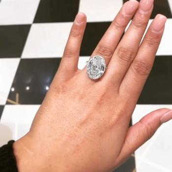 5ct Oval Cut White Sapphire Under Halo Engagement Ring