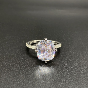 3.5ct Cushion Cut White Sapphire Engagement Ring