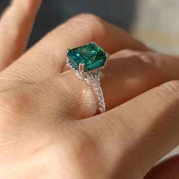 4ct Radiant Cut Green Sapphire Engagement Ring