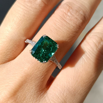 4ct Radiant Cut Green Sapphire Engagement Ring