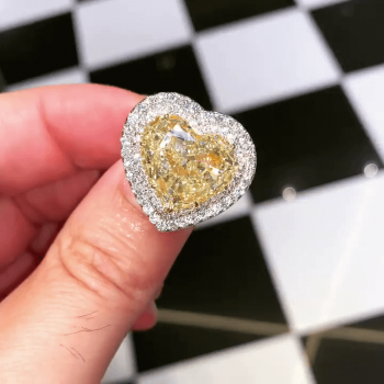 4.2ct Heart Cut Yellow Sapphire Halo Vintage Engagement Ring