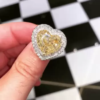 4.2ct Heart Cut Yellow Sapphire Halo Vintage Engagement Ring