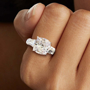 3ct Cushion Cut White Sapphire Engagement Ring