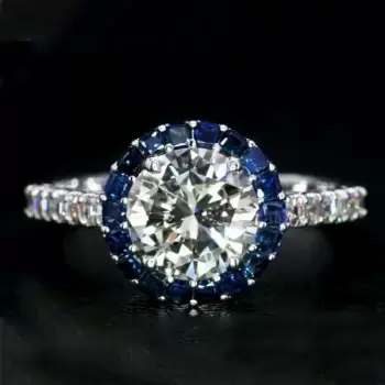 Round Cut White Sapphire Engagement Ring