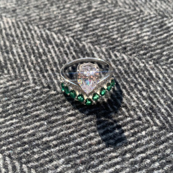 3ct Pear Cut White Sapphire Crown Engagement Ring