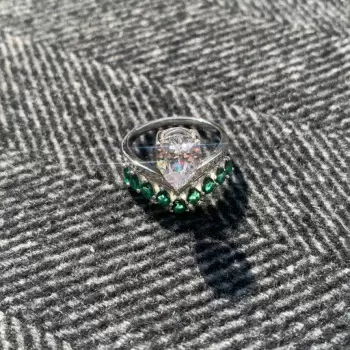 3ct Pear Cut White Sapphire Crown Engagement Ring