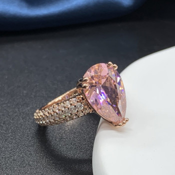 3ct Pear Cut Pink Sapphire Engagement Ring in Rose Gold