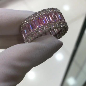 7.8 ct Baguette Cut Pink Sapphire Eternity Band