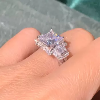Princess Cut White Sapphire Engagement Ring