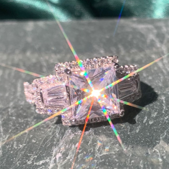Princess Cut White Sapphire Engagement Ring