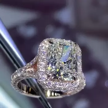 4ct Radiant Cut White Sapphire Engagement Ring in Rose Gold