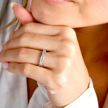 3.85ct Emerald Cut White Sapphire Eternity Band
