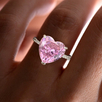 3.5ct Heart Cut Pink Sapphire Classic Engagement Ring