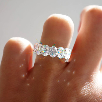 10ctw Oval Cut White Sapphire Classic Eternity Ring