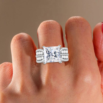 4ct Princess Cut White Sapphire Engagement Ring