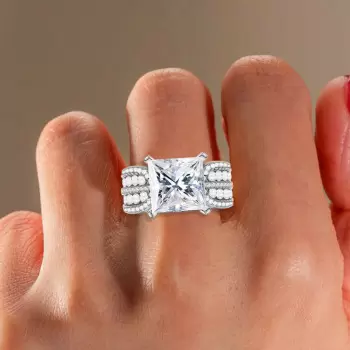 4ct Princess Cut White Sapphire Engagement Ring