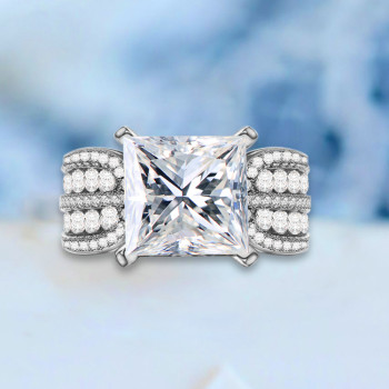 4ct Princess Cut White Sapphire Engagement Ring