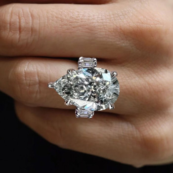 12ct Pear Cut White Sapphire Engagement Ring