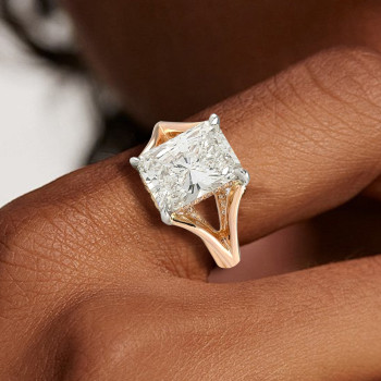 4ct Split Shank Radiant Cut Engagement Ring