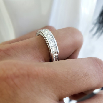 Princess Cut White Sapphire Dainty Wedding Band
