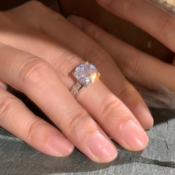 5.6ct Cushion Cut White Sapphire Classic Engagement Ring