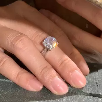 5.6ct Cushion Cut White Sapphire Classic Engagement Ring