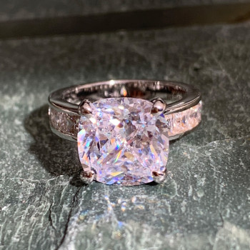 5.6ct Cushion Cut White Sapphire Classic Engagement Ring