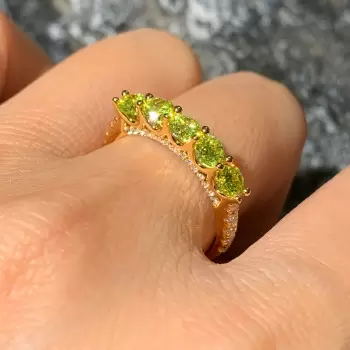 1.2ct Five-Stone Round Cut Peridot Wedding Band