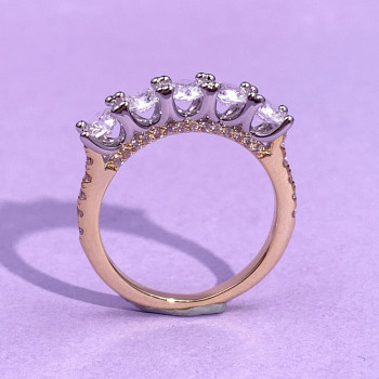 1.2ct Five-Stone Round Cut White Sapphire Wedding Band