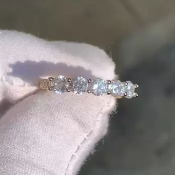 1.2ct Five-Stone Round Cut White Sapphire Wedding Band