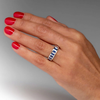2.35ct Baguette Cut Blue Sapphire Eternity Band