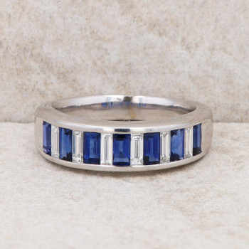 2.35ct Baguette Cut Blue Sapphire Eternity Band