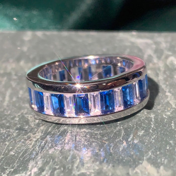 2.35ct Baguette Cut Blue Sapphire Eternity Band