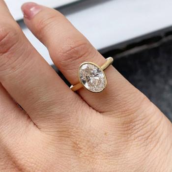 3ct Bezel Set Oval Cut Simple Modern Engagement Ring