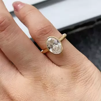 3ct Bezel Set Oval Cut Simple Modern Engagement Ring
