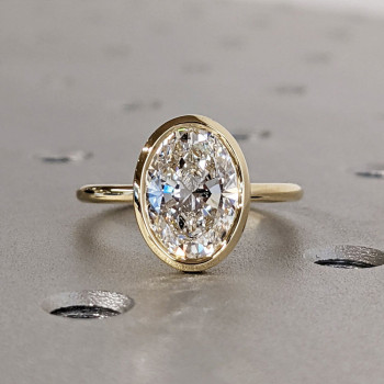 3ct Bezel Set Oval Cut Simple Modern Engagement Ring