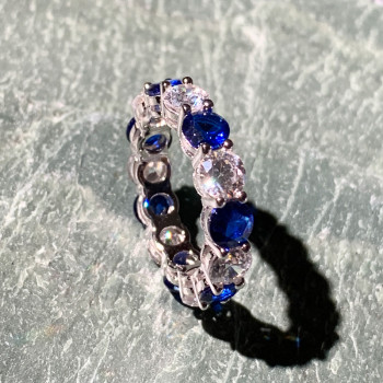 2.52ct Round Cut Blue Sapphire Eternity Band