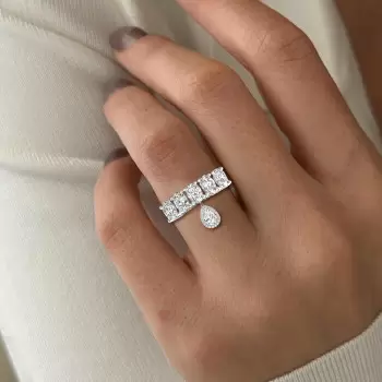 3ctw Oval and Pear Cut Drop Wedding Band