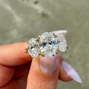 8ctw Oval Cut Under Halo Three Stone Engagement Ring