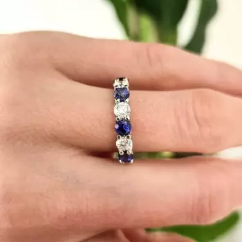 2.52ct Round Cut Blue Sapphire Eternity Band