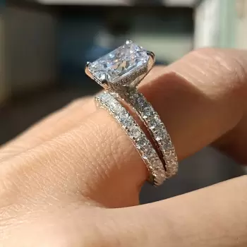3.5ct Radiant Cut White Sapphire Bridal Set