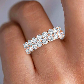 6ctw Round Cut Double Row Eternity Band In Rose Gold