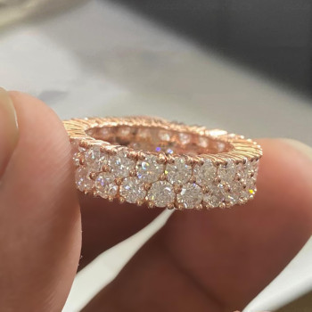 4.5ct Round Cut Double Row Eternity Band In Rose Gold