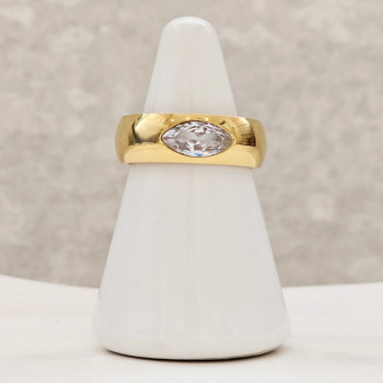 East-west Marquise Cut White Sapphire Dainty Engagement Ring