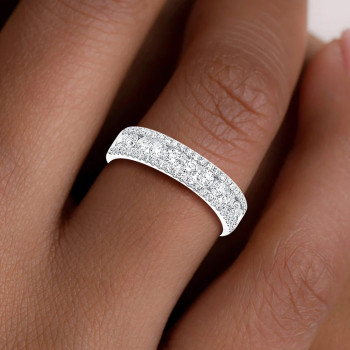 Round Cut White Sapphire Classic Dainty Wedding Band