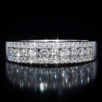 Round Cut White Sapphire Classic Dainty Wedding Band