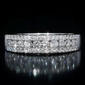 Round Cut White Sapphire Classic Dainty Wedding Band